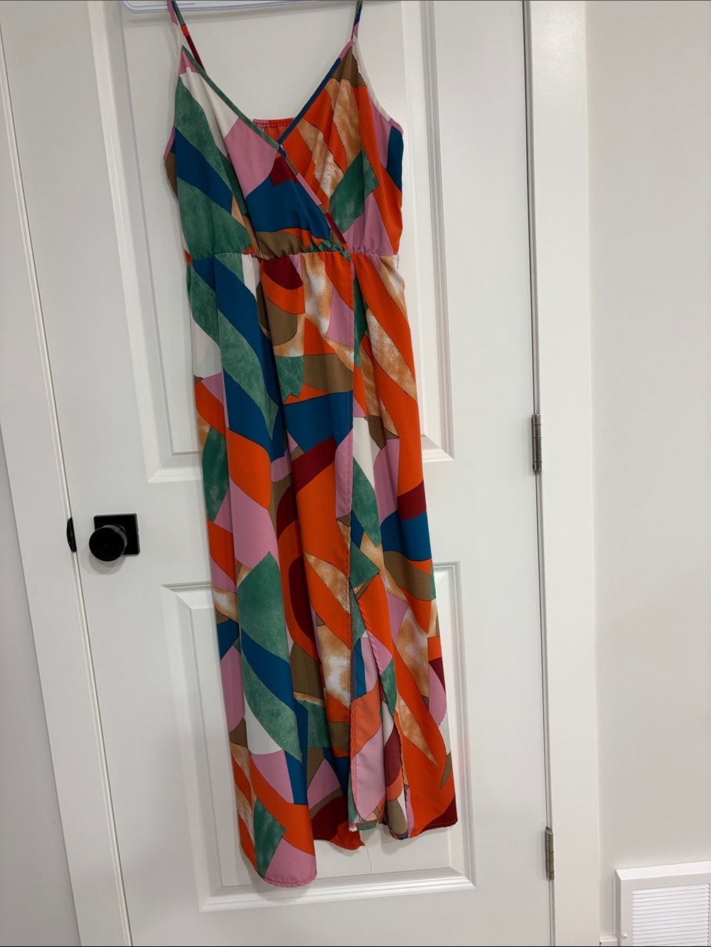 Colorblock V-Neck Maxi Dress - Orange Multi